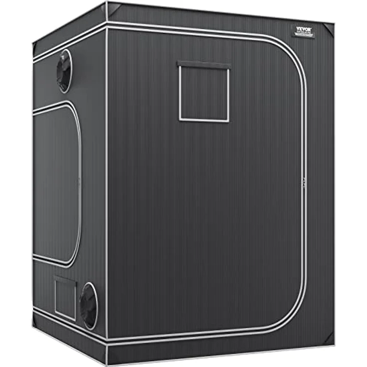VEVOR Growbox GT2000D60, 152x152x203cm Indoor-Growzelt mit 2000D Oxford-Gewebe, schwarzer und grauer Stahlrahmen, 60kg Tragfähigkeit, 178x130cm Türgröße – Bild 9
