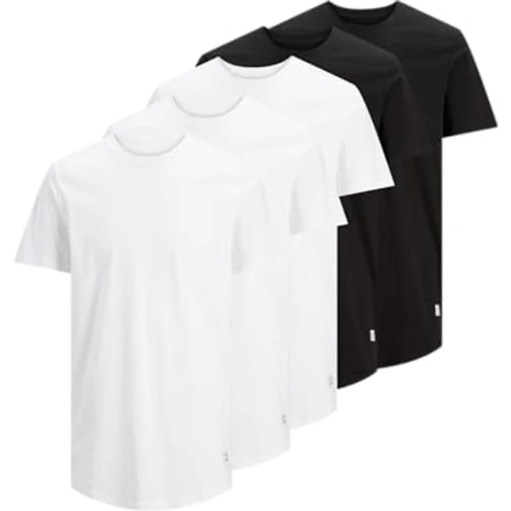 Jack & Jones Herren Basic Shirt, regulär geschnitten, Schwarz-Weiß, Größe XL – Bild 1