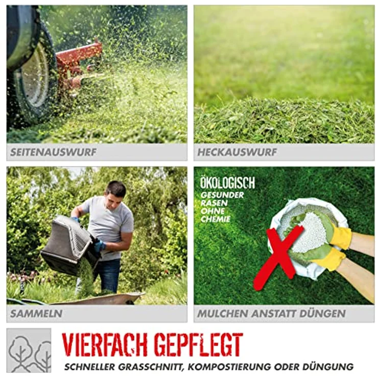 Güde Rasenmäher Benzin ECO WHEELER 464.4 R LI-ES 95461, leistungsstarker 4-Takt Motor, Li-Ion Elektrostart, 62L Grasfangsack, ergonomischer Fahrgriff, pulverbeschichtetes Stahlblechchassis – Bild 5