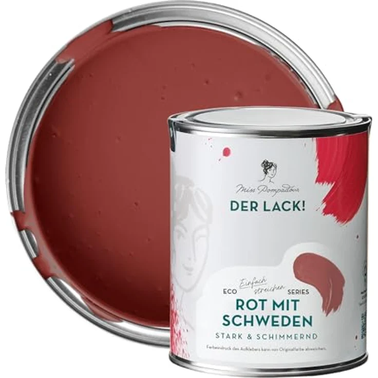 MissPompadour Holzfarbe Rot, 1L Seidenmatte Möbelfarbe für Innen & Außen, witterungsbeständig, hohe Deckkraft, 10 m²/L – Bild 1