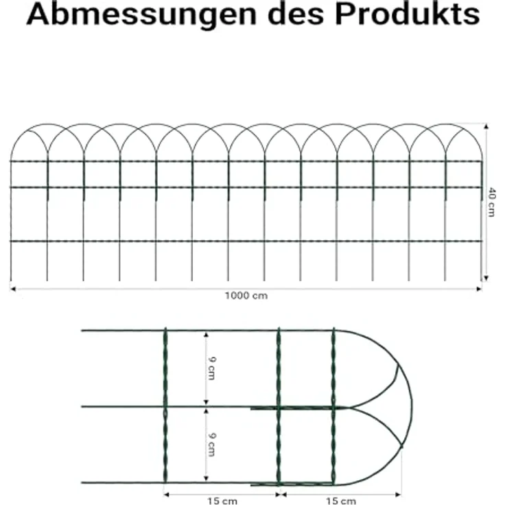 Wiltec Maschendrahtzaun 0,4x10m, PVC-beschichtet, robuster grüner Stahlzaun für Garten und Tiergehege – Bild 3