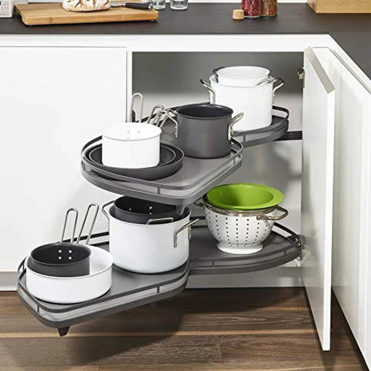 Lemans II anthrazit Links ausschwenkend für Eckschrank mit 45 cm Türbreite und Lichter Schrankhöhe von 650-800 mm Eckschrankauszug Schwenkauszug von SO-TECH® – Bild 3