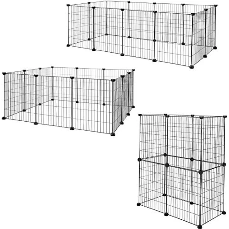 lionto Freigehege aus Metall Kleintierauslauf Kleintiergehege Kleintierkäfig 144x74x46 cm – Bild 4