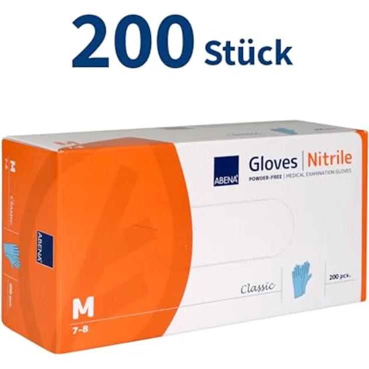 ABENA Nitril Einweghandschuhe 200 Stück Pack (Größe M) Lebensmittelecht, Reißfest, Latexfrei, Puderfrei, Hygienische Handschuhe (Blau) – Bild 2
