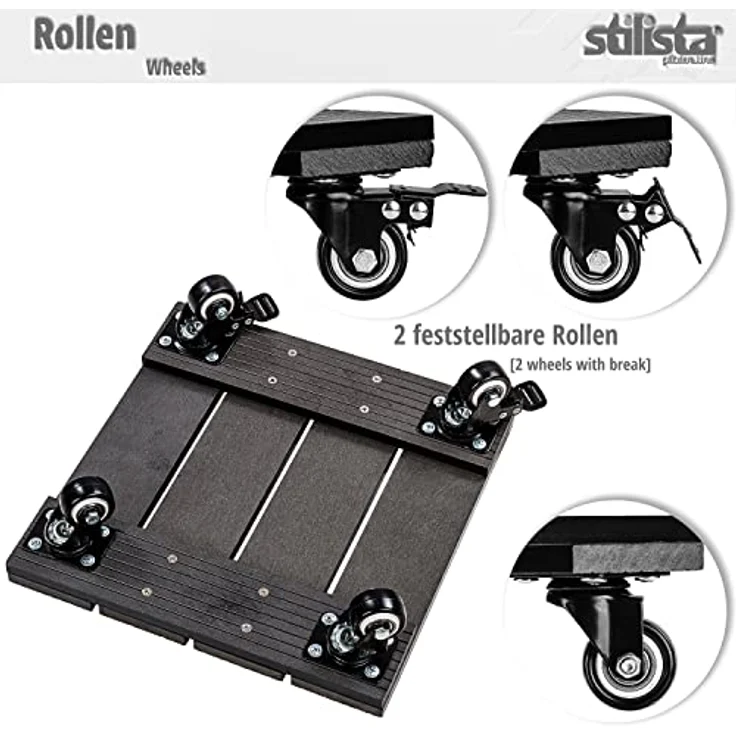 Stilista WPC Pflanzenroller, Eckig, Schwarz – Bild 6