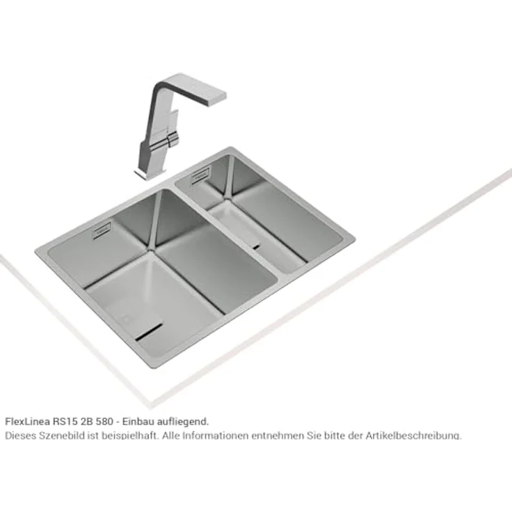 TEKA FlexLinea RS15 2C 580, Rechteckiges Edelstahl-Waschbecken mit 2 Spülbecken und 3in1 Flexinstallation – Bild 5