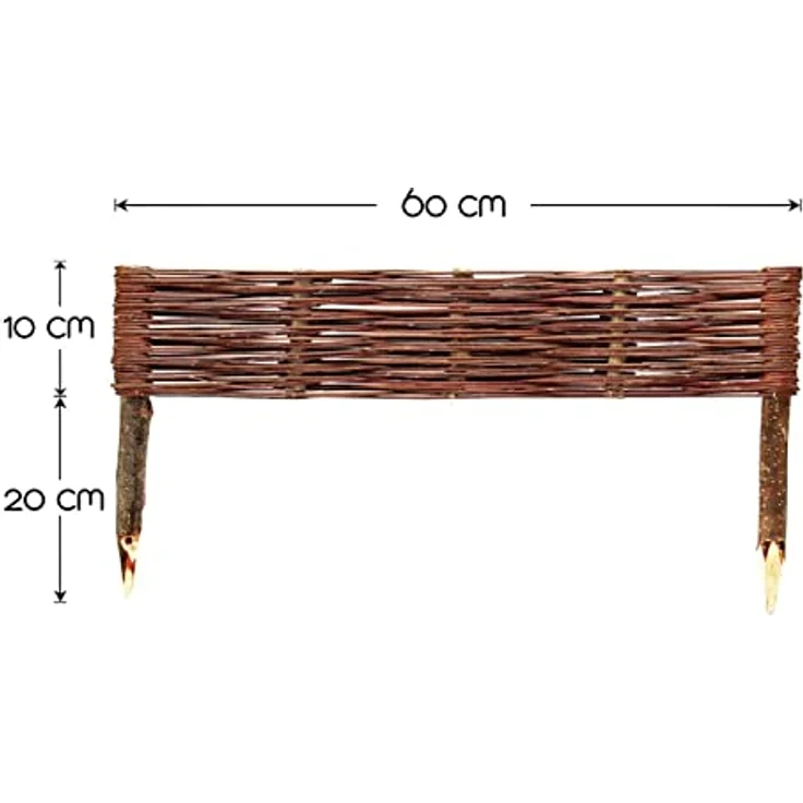 BooGardi Beetbegrenzung aus Weide · in vielen Größen · 10 cm x 60 cm 5er Set · Garten Steckzaun zur Beetumrandung · Rasenkante aus Weidengeflecht – Bild 4