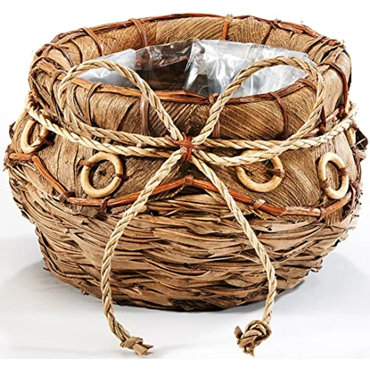 Kobolo Übertopf Blumentopf Pflanzschale - Kokosblatt - Braun - 35x22 cm