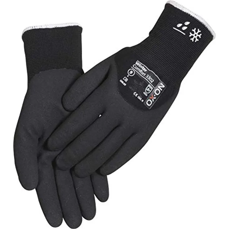 OX-ON HandschuhMan. 1 Paar Freeze Arbeitshandschuhe Winter Gr. 7-11 Thermo gefüttert, Schnittfestigkeitsstufe B (Größe 8/M) Schwarz Thermo gefüttert, wasser- und ölabweisende Nitrilbeschichtung