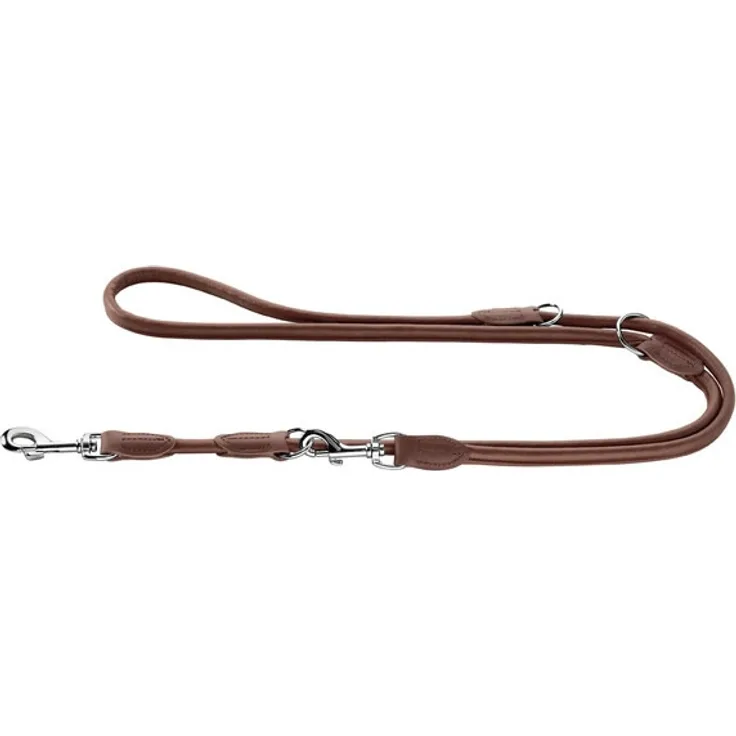 Hunter Hunde-Leine verstellbar Round & Soft braun 8-200