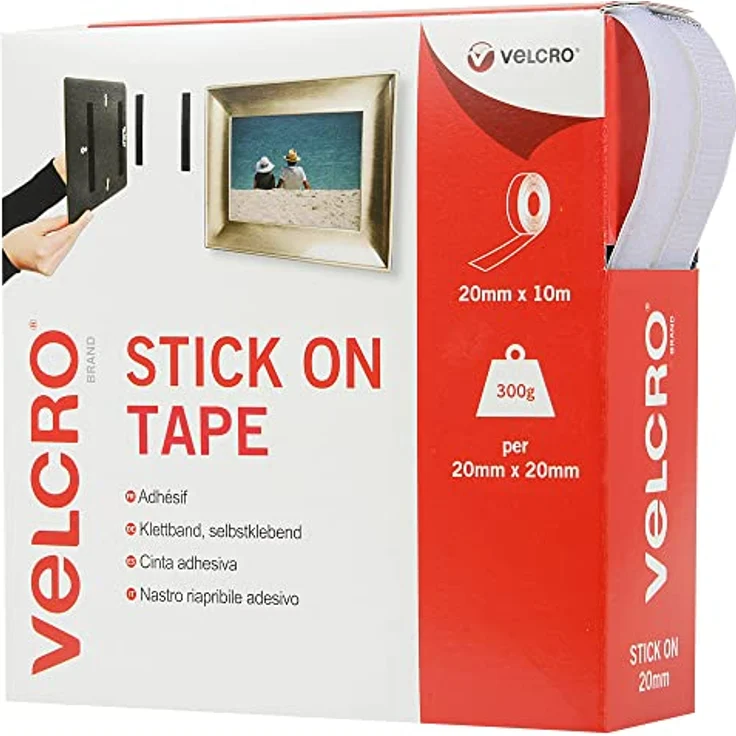 VELCRO VEL-EC60219 Klettband zum Aufkleben Haft- und Flauschteil (L x B) 10000mm x 20mm Weiß 10m - Preisvergleich – Bild 1