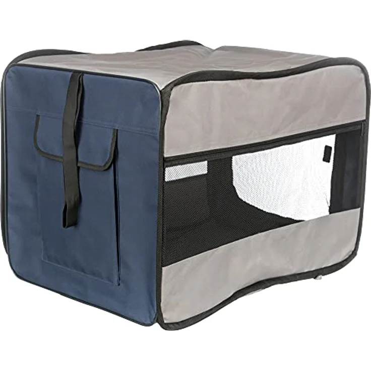 TRIXIE 39692 Mobile Kennel Twister, S: 45 × 45 × 64 cm, dunkelblau/grau - Hochwertiger mobiler Hundekäfig – Bild 2