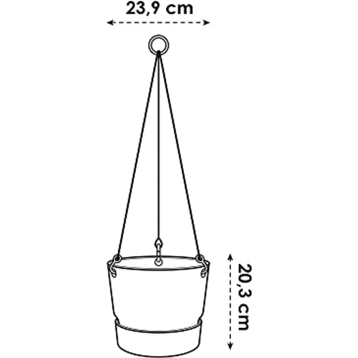 elho Greenville Hängeampel 24 - Blumentopf Hängend - Pflanzentopf für Balkon & Außen - 100% recyceltem Plastik - Ø 23.5 x H 20.5 cm - Grün/Laubgrün – Bild 5