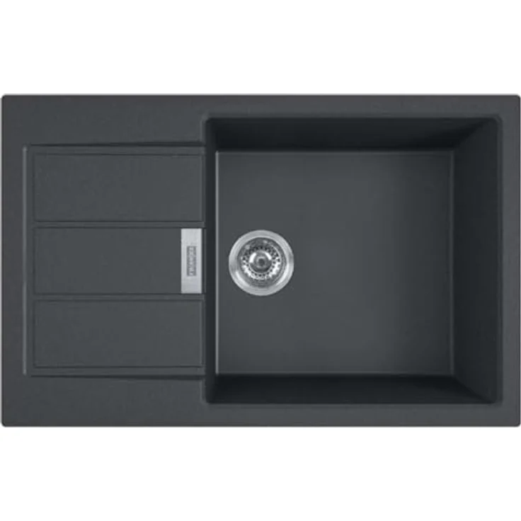 Franke Sirius S2D-611-78 XL Carbon Spüle, 1 Becken mit Abtropfgestell, Edelstahl, unterbaubar, Carbon Black Finish – Bild 1