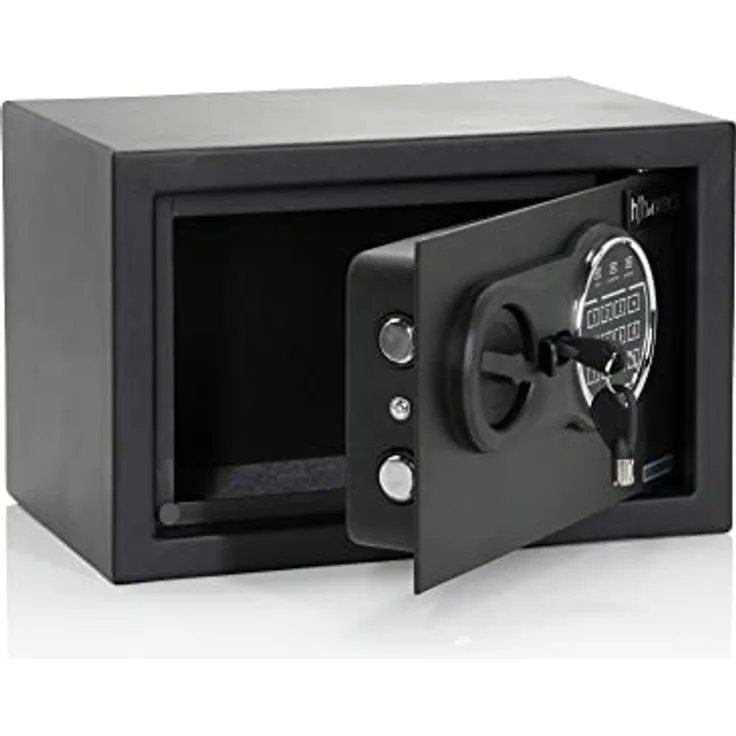hjh OFFICE Tresor mit Zahlenschloss 8,5 L Safe COMPACT III Stahl Schwarz Möbeltresor Elektronik Schloss 20x31x20cm, 830040