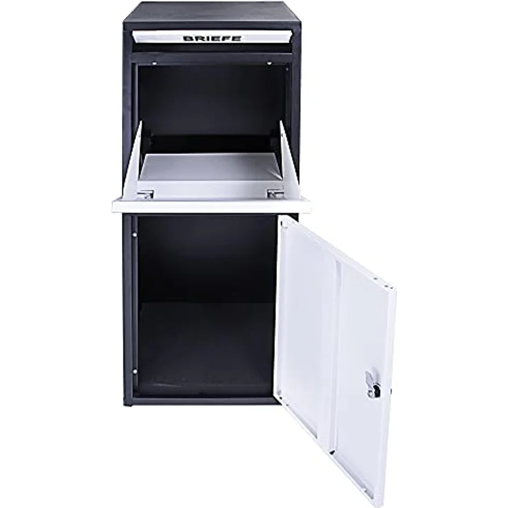 Ondis24 Korona Paketbox Postbox für Pakete, Päckchen, Warensendungen und Briefe mit Paketsafe, galvanisiert (103 cm, Schwarz Grau) – Bild 2