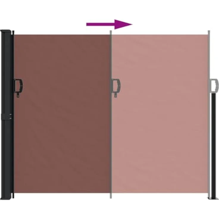 vidaXL Seitenmarkise, Wandmarkise mit PU-Beschichtung, Sichtschutz für Balkon Terrasse Garten, Windschutz Markise, Ausziehbar Braun Polyester – Bild 5