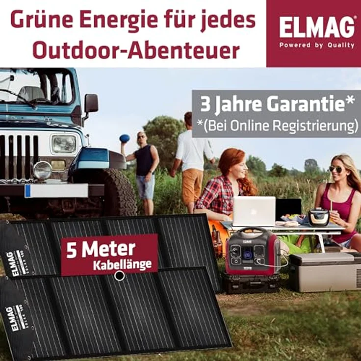 Elmag Faltbares Solarpanel SOLAR 100 DUO, monokristallin, 2x100Wp, kompaktes Design mit integrierten Stützfüßen und Befestigungsösen – Bild 3