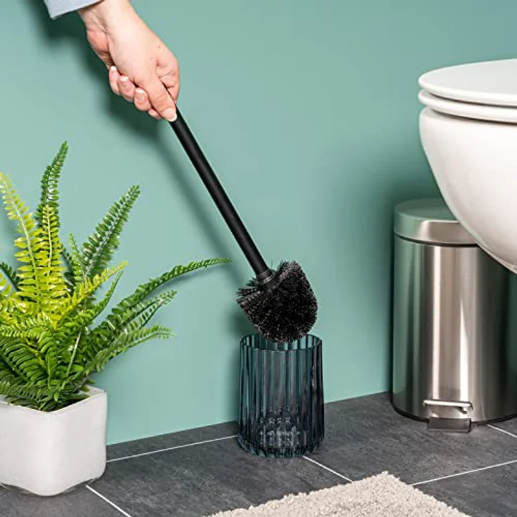 bremermann WC-Garnitur, WC-Bürstenhalter, Toilettenbürstenhalter, Glas, grau – Bild 3
