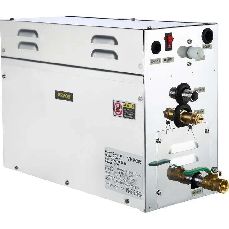 VEVOR 9KW Dampfgenerator VV-SG-9KW, digitale Steuerung, Temperaturbereich 35-55°C, für Spa- und Badezimmer, 300-400cbft, 304 Edelstahl