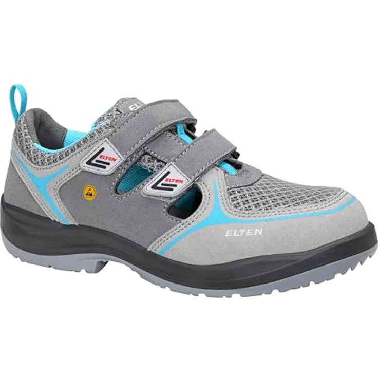 ELTEN MILA aqua Easy ESD S1 74710 Damen Sicherheitssandale, Stahlkappe, grau/türkis – Bild 1
