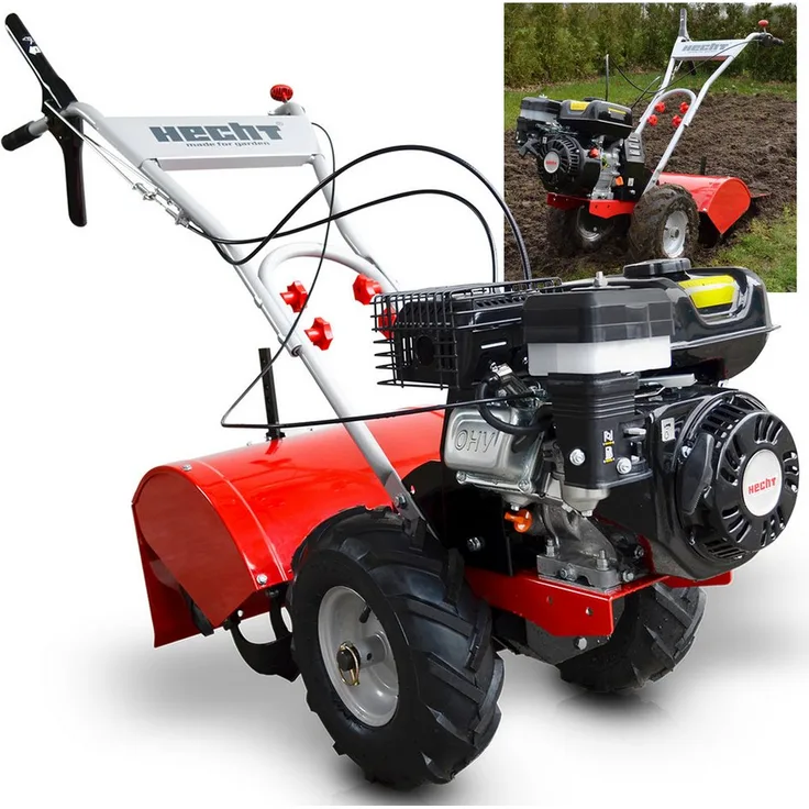 Hecht 750 Benzinmotorhacke, Gartenfräse mit 50 cm Arbeitsbreite, 35 cm Arbeitstiefe, 6,5 PS und robustem Stahlgehäuse