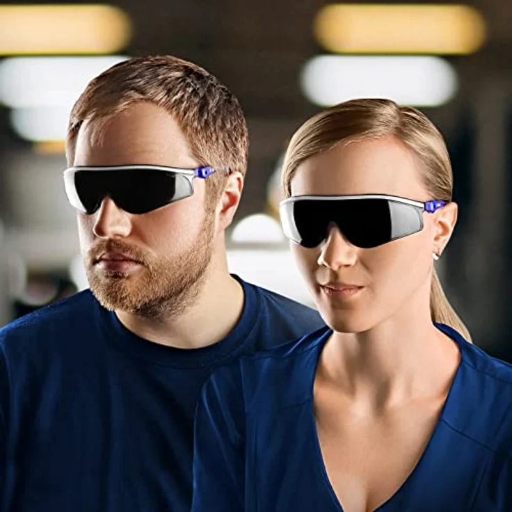 S&R Arbeitsschutzbrille transparente und getönte Sicherheits-Gläser, stoßfest, UV400 Schutz, (2St., 2 tlg. mit einem Reinigungstuch und einer robusten Tasche), verstellbare Bügel, EN 166, Sicherheitsbrillen, Komfort-Line – Bild 5