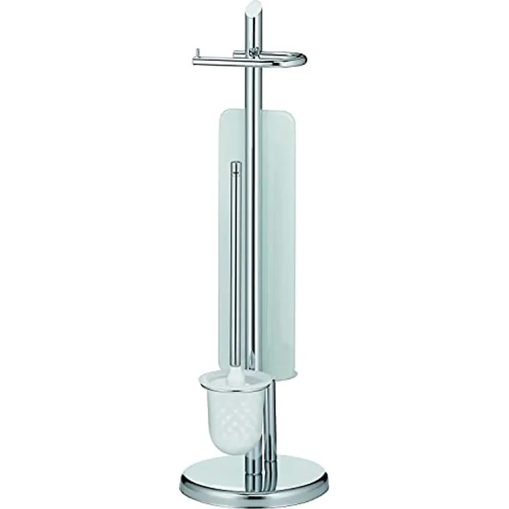 kela 20537 WC-Bürstentopf, Papierhalterung und Erstazrollenhalter, Toilettengarnitur, Metall, Höhe: 73 cm, Ken, Silber glänzend