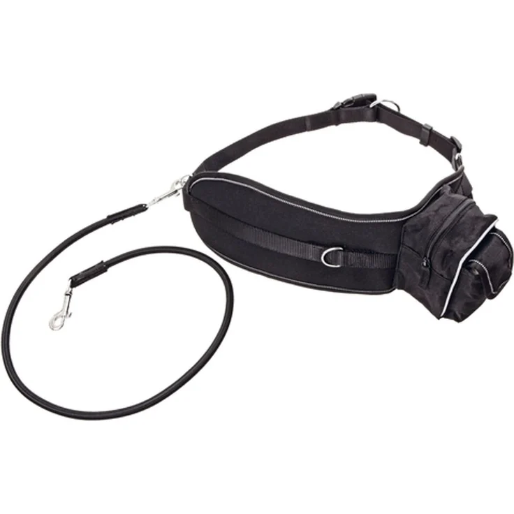 Karlie Führleine Doggy Jogger - Nylon - Schwarz - Sportgurt für gemeinsames Training mit stufenlos verstellbarer Länge