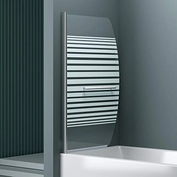 doporro 90x140 cm Design-Duschwand für Badewanne Badewannenaufsatz Duschabtrennung 6mm ESG-Sicherheitsglas teilsatiniert inkl. NANO-Beschichtung Badewannenfaltwand – Bild 3