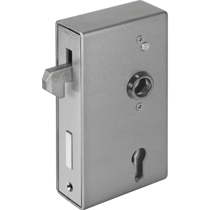 Amf Türschloss + Schließzylinder, Schiebetorschlosskasten 140S, verzinkt, blank, mit Aushebesicherung, 60 mm Dornmaß