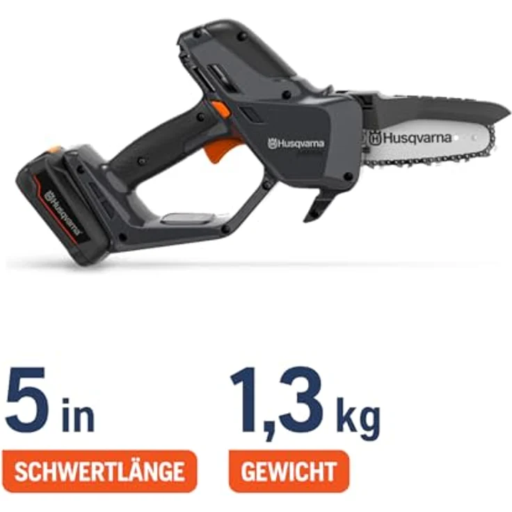 Husqvarna Aspire P5-P4A, Akku-Kettensäge mit Akku & Ladegerät, optimal zum Schneiden von Ästen bis 75 mm Durchmesser, inkl. Wandaufbewahrungshaken – Bild 2