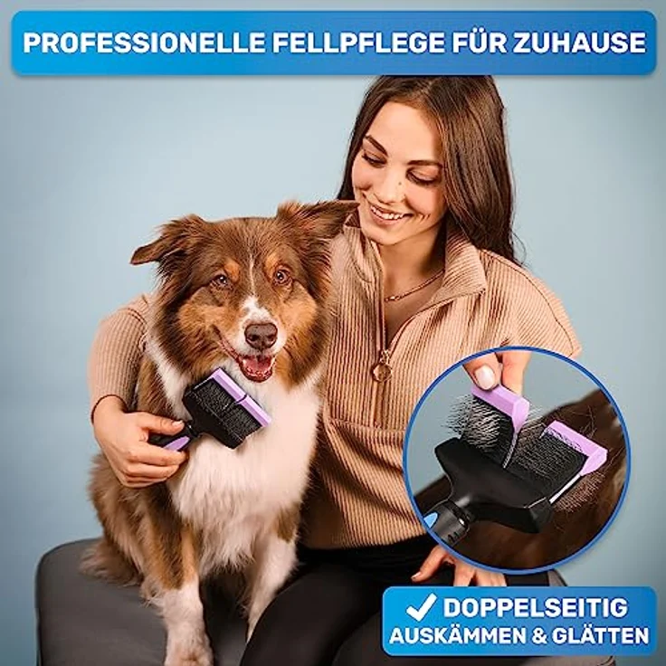 BluePet "ZupfZeug Pro" Professionelle Hundebürste Langhaar - Zupfbürste für Hunde und Katzen - Entfernt sanft Unterwolle, Verfilzungen & Knoten – Bild 3