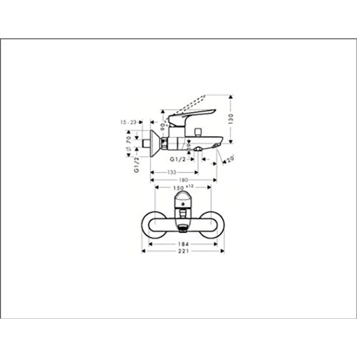 Hansgrohe Einhebel-Wannenarmatur Logis E Aufputz, Chrom, mit AirPower Technologie und temperaturbegrenztem Schutz – Bild 4