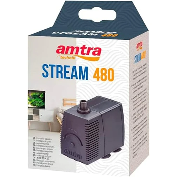 Amtra Stream 480 – Aquariumpumpe für Wasserschildkröten und Fische, elektrisch und tauchbar, max. 520 l/h, 220 V – kleine Tauchpumpe, saugt Wasser aus Aquarien und Teichen, robust und zuverlässig – Bild 3