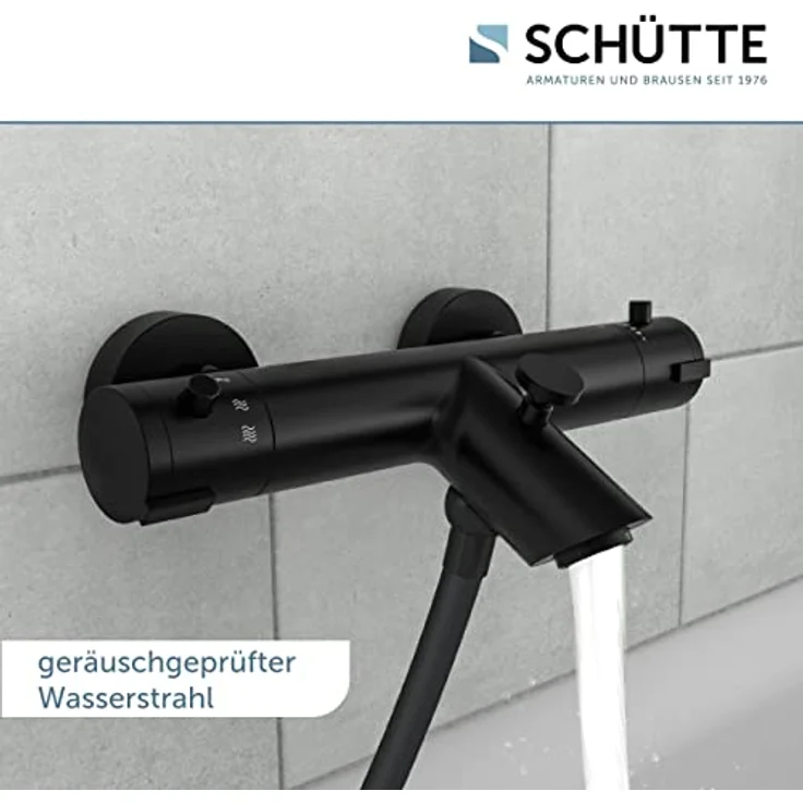 Schütte London Thermostatische Badarmatur, Hartafstand 150 mm, Zwart Mat, mit Eco-Stopp-Funktion und Temperatursperre – Bild 7