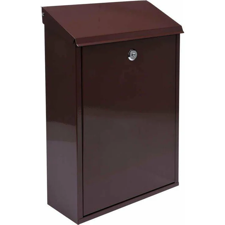 Toya VOREL Briefkasten 400 x 250 x 100 mm, braun, robuster Stahl, ideal für Briefe und kleine Pakete – Bild 1