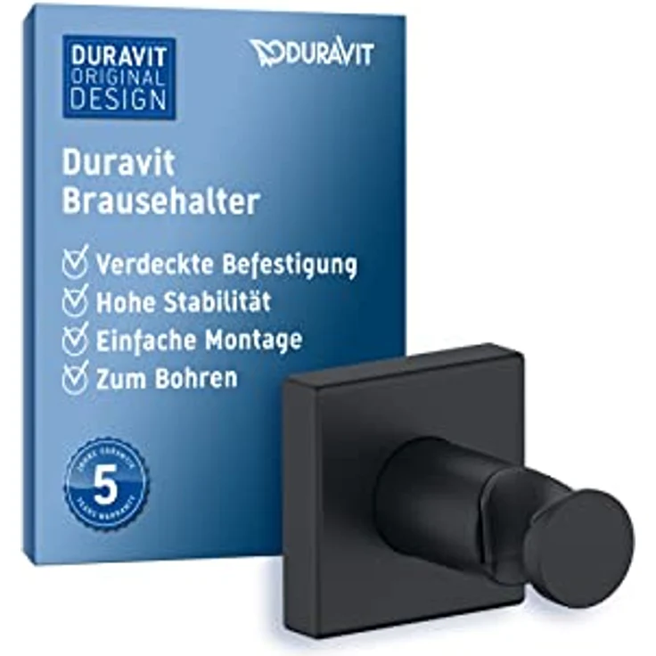 Duravit Support de douche, Duschbrausehalterung mit quadratischer Rosette, 55 mm, Messing, wandmontierbar, 102 mm lang – Bild 1