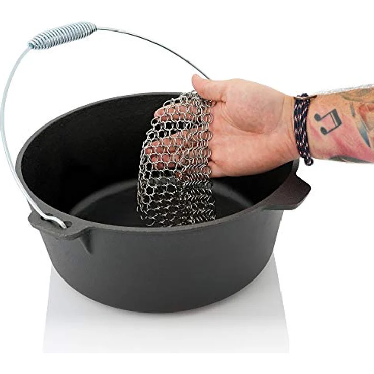 BBQ-Toro Edelstahl Ringreiniger | 12 x 12 cm | Topfreiniger für Gusseisen Pfannen und Töpfe | Dutch Oven Reiniger | Ringschwamm, Gusseisenreiniger, Schrubber, Reinigungsgewebe, BBQ Zubehör – Bild 3
