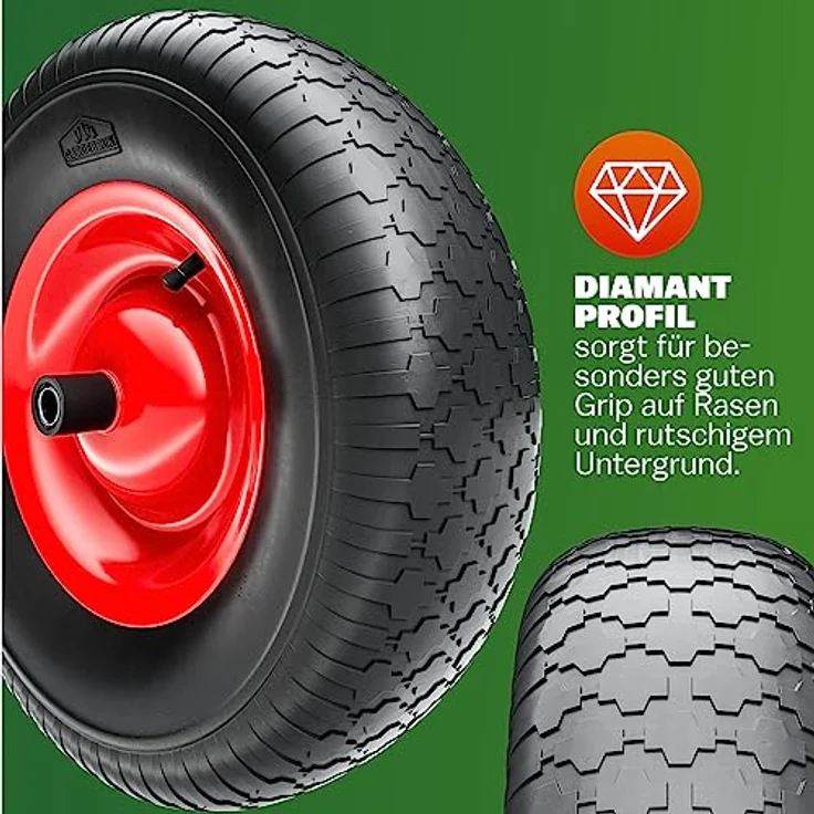 Schubkarren Rad Ersatzrad PU Gartenkarre 4.80/4.00-8 Ø 390mm 200 kg Schubkarrenreifen Achse Felge luftbereift – Bild 6