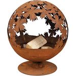 Feuerstelle Jet-Line World Firebol Kugel Feuerstelle in Rostoptik Motiv Blätter 58 x 58 x 66 cm Feuerball