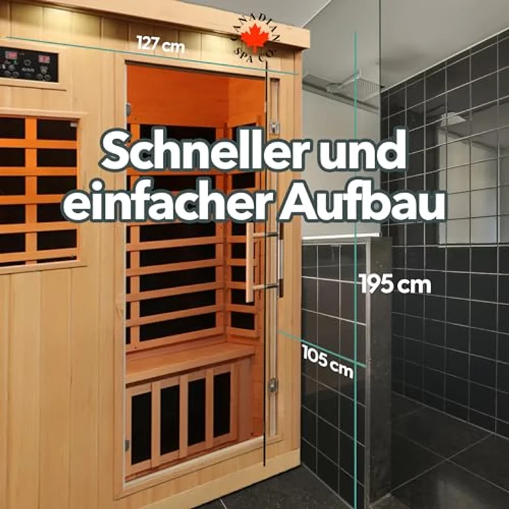 Canadian Spa GmbH Infrarotkabine Tremblant, 2-Personen Sauna mit Bluetooth Audio, Aromatherapie, BxTxH: 127 x 105 x 195 cm, Hemlock-Holz – Bild 4