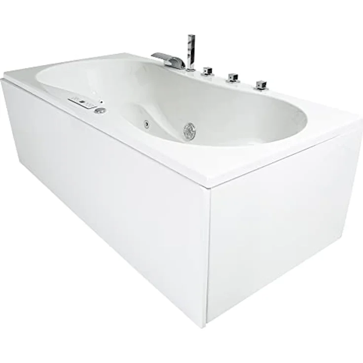 Basera® Whirlpool-Badewanne PREMIUM Palma 190 x 90 cm, weiß, 20 Massagedüsen, Heizung, Ozongenerator - Preisvergleich – Bild 3