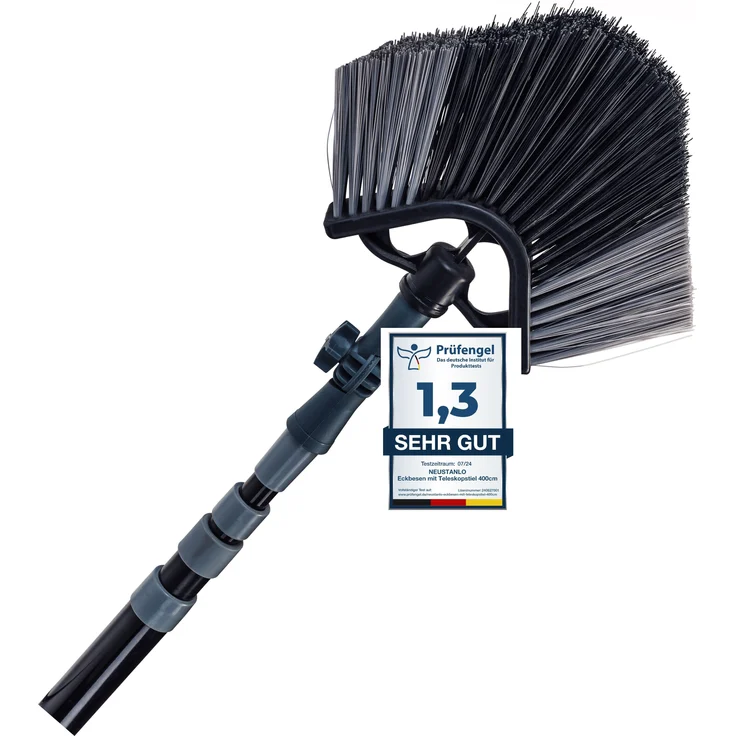 Neustanlo Teleskopstiel Eckbesen 400 cm ausziehbar, ideal für Fassadenreinigung, blau-gelb – Bild 1