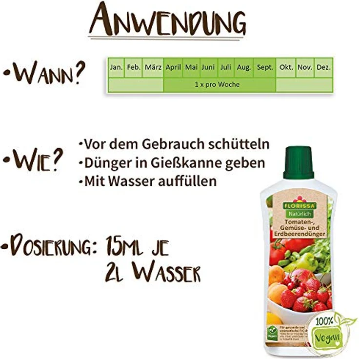 FLORISSA Tomaten Gemüse und Erdbeerendünger, 1 Liter – Bild 6