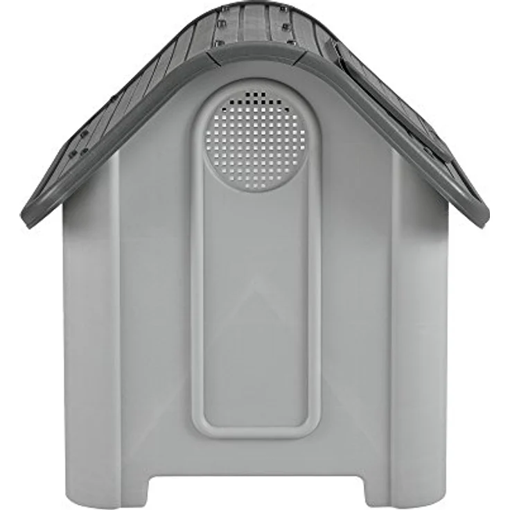 [en.casa] Hundehütte mit Dachluke 87x72x75,5cm PVC Grau Schwarz Unterschlupf Hundehaus Kunststoff – Bild 4