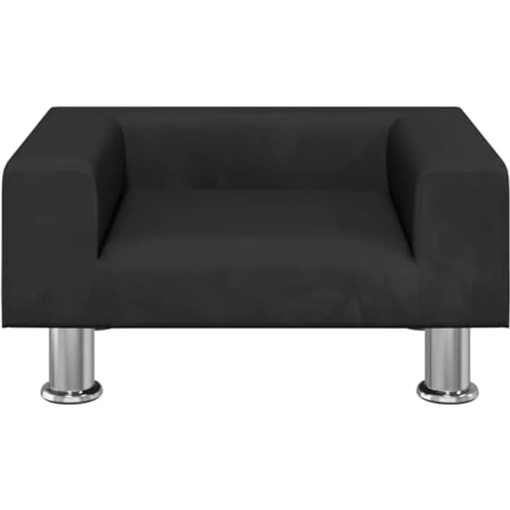 vidaXL Hundematratze, Samtbezug, massives Kiefernholz, 50 x 40 x 26,5 cm, Schwarz – Bild 4