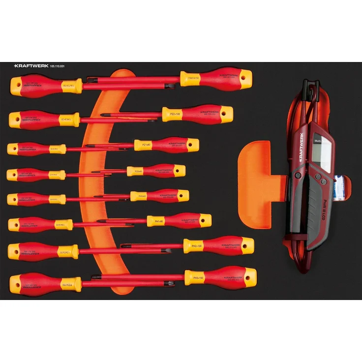 Kraftwerk VDE Einlage Schraubendreher Set, 16-teilig für Schlitz/PH/PZ, ergonomische Griffe – Bild 1