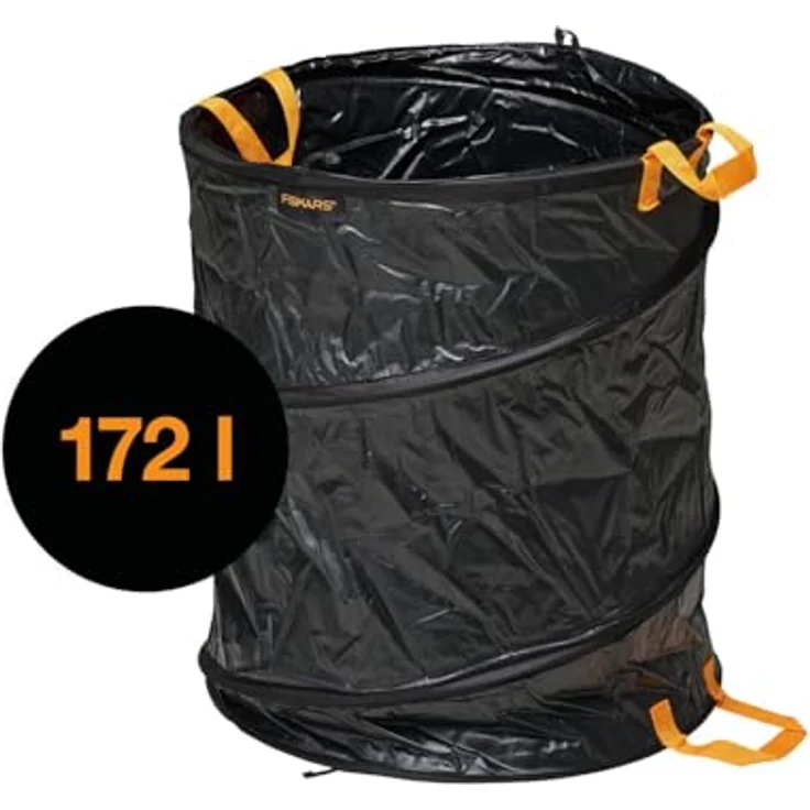 Fiskars Großer PopUp-Gartensack mit Griffen, Fassungsvermögen: 172 Liter, Schwarz-Orange, Solid, 1015647 – Bild 6
