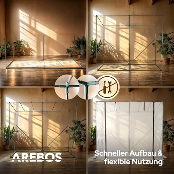 Arebos Tomatengewächshaus Foliengewächshaus mit 2 Belüftungsfenster | 200x77x170 cm Frühbeet, Gemüse, Blumen, Obst | Gewächshausfolie – Bild 3